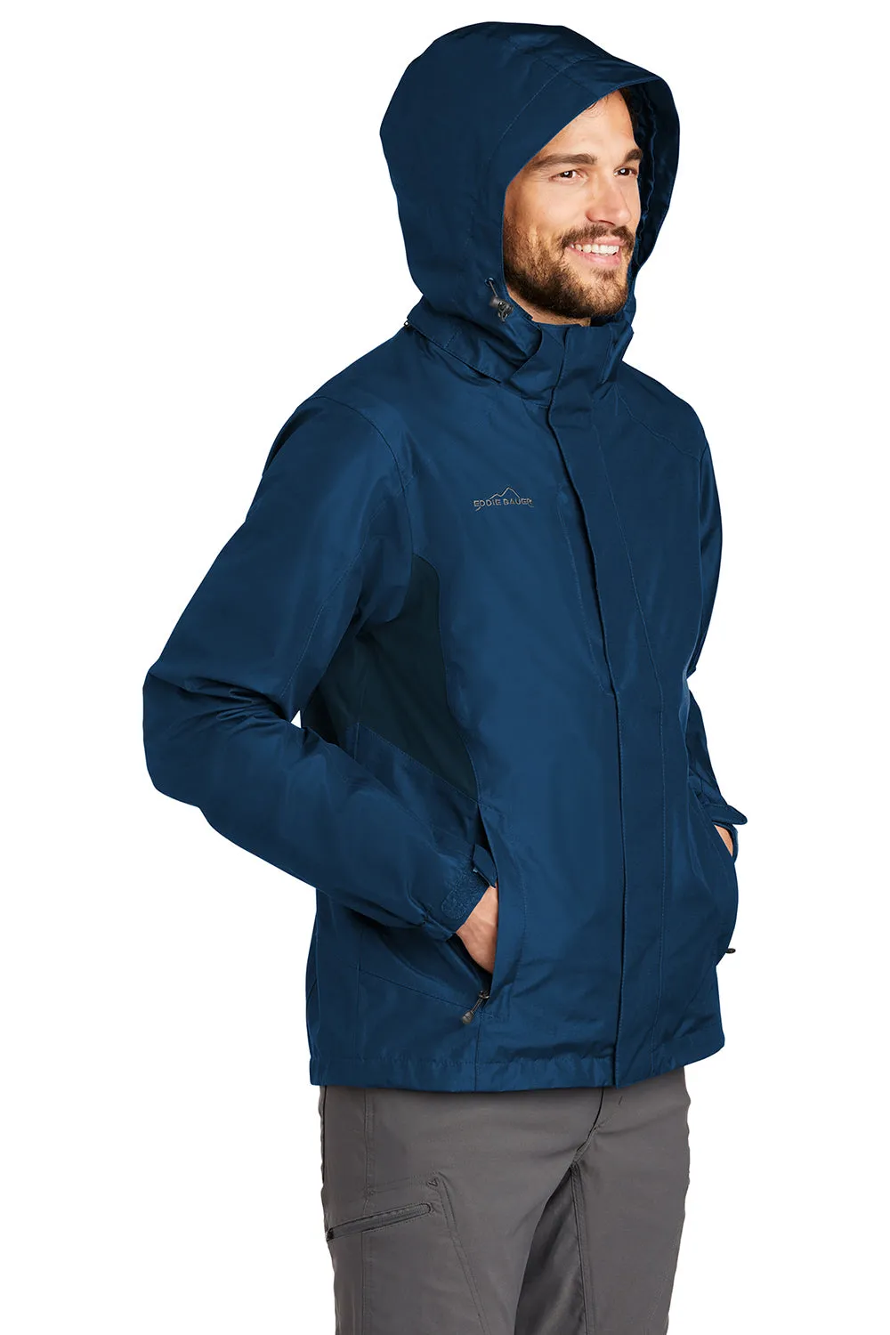Eddie Bauer Mens Waterproof Full Zip Hooded Jacket - Deep Sea Blue  Exquisite Clothing Eddie-Bauer