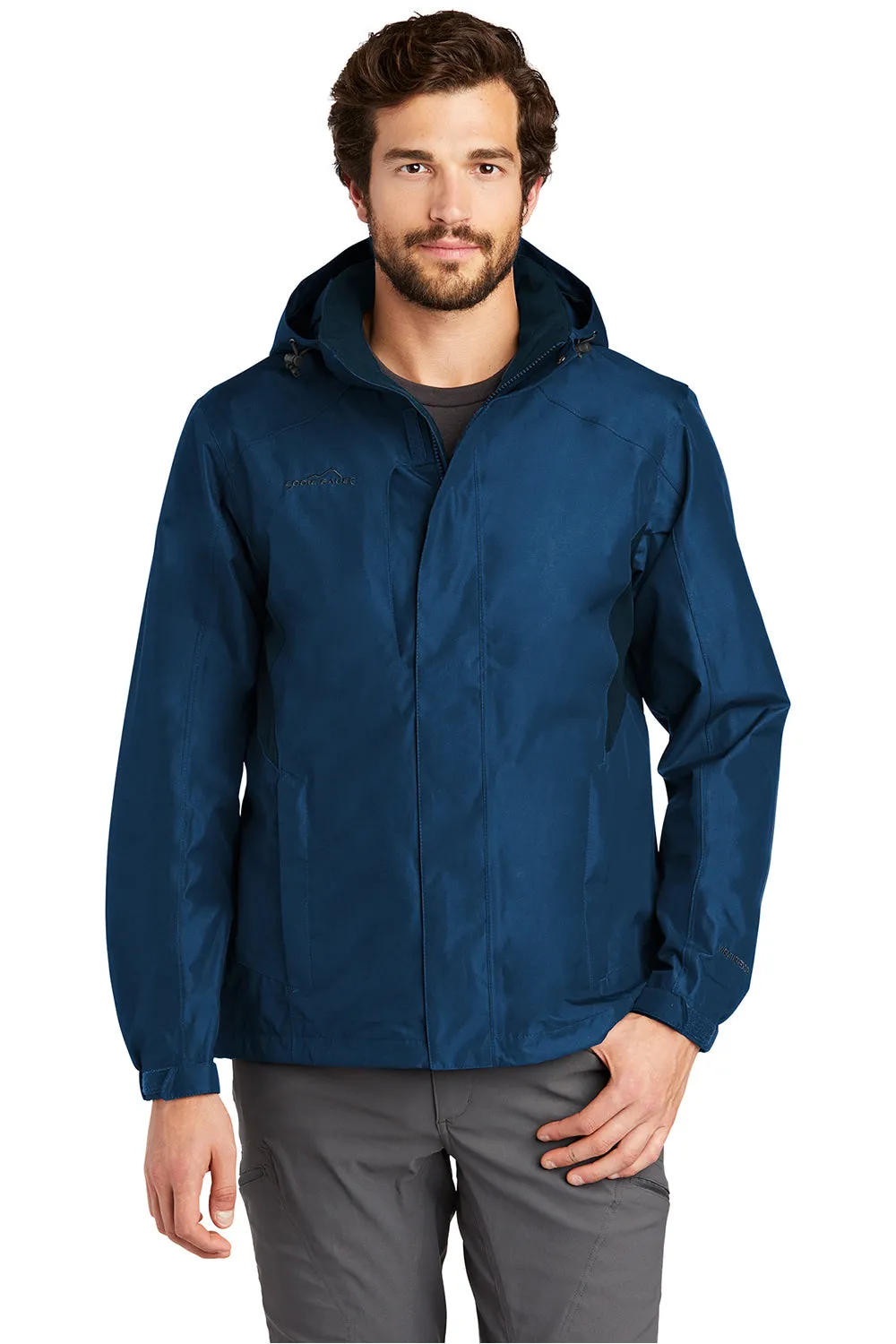 Eddie Bauer Mens Waterproof Full Zip Hooded Jacket - Deep Sea Blue  Exquisite Clothing Eddie-Bauer