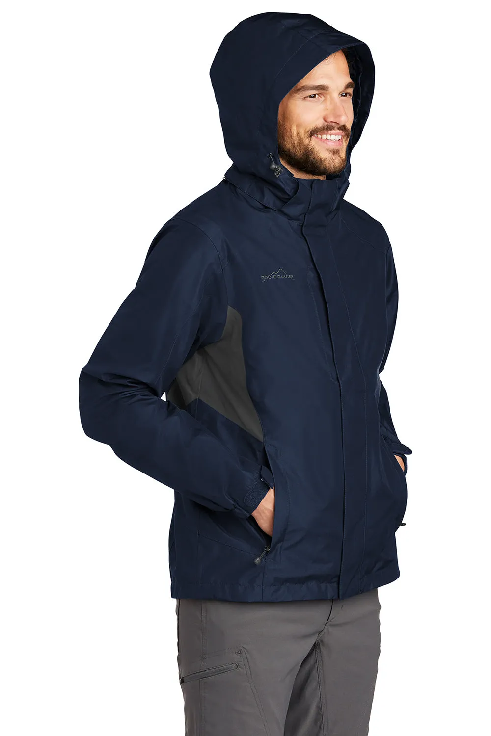 Eddie Bauer Mens Waterproof Full Zip Hooded Jacket - River Navy Blue  Exquisite Clothing Eddie-Bauer