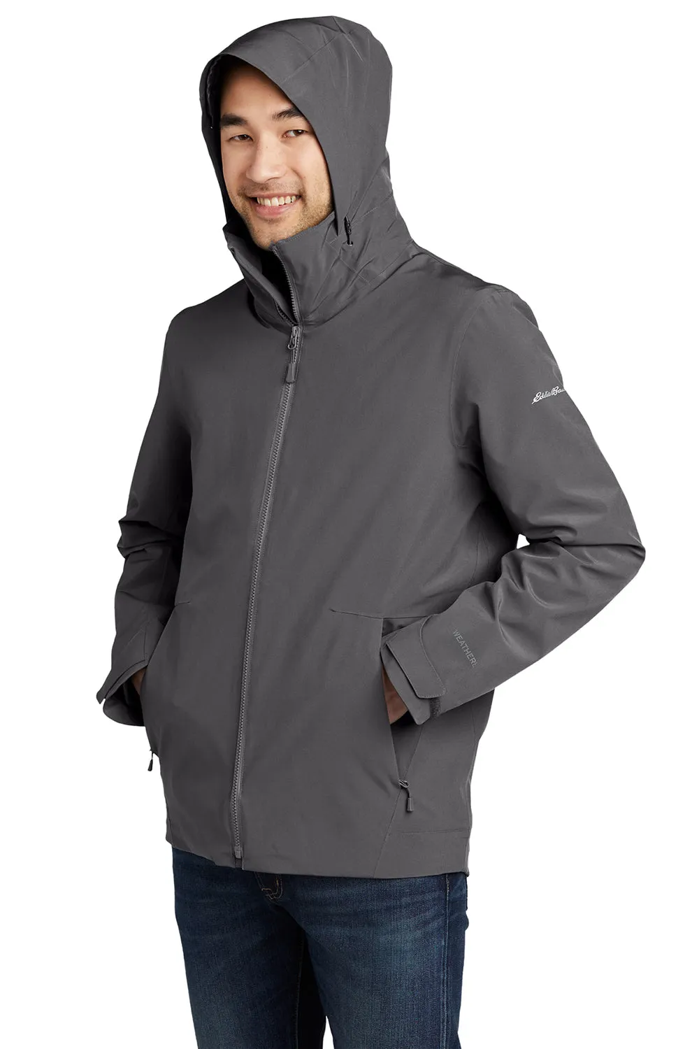 Eddie Bauer Mens WeatherEdge 3-in-1 Water Resistant Full Zip Hooded Jacket - Steel Grey/Metal Grey  Exquisite Clothing Eddie-Bauer