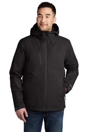 Eddie Bauer Mens WeatherEdge Plus 3-in-1 Waterproof Full Zip Hooded Jacket - Black  Exquisite Clothing Eddie-Bauer