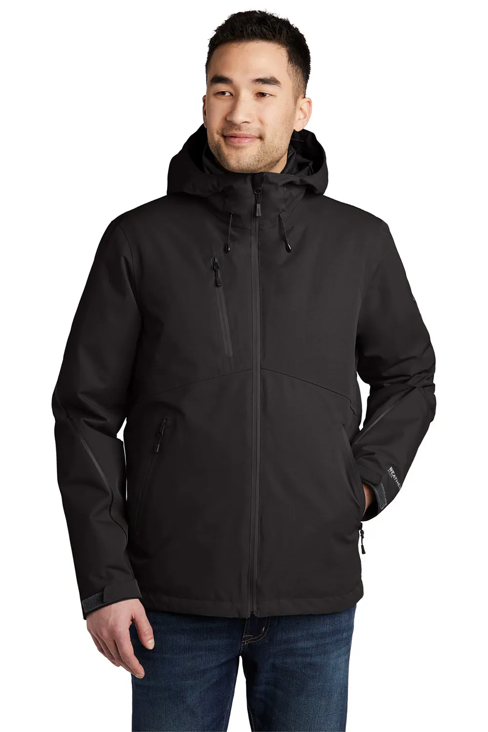 Eddie Bauer Mens WeatherEdge Plus 3-in-1 Waterproof Full Zip Hooded Jacket - Black  Exquisite Clothing Eddie-Bauer