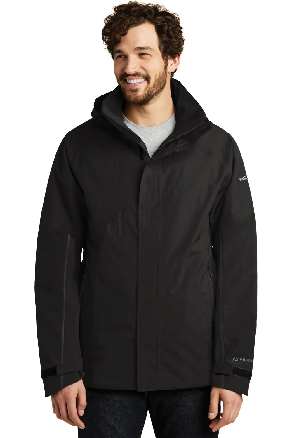 Eddie Bauer Mens WeatherEdge Plus Waterproof Full Zip Hooded Jacket - Black  Exquisite Clothing Eddie-Bauer