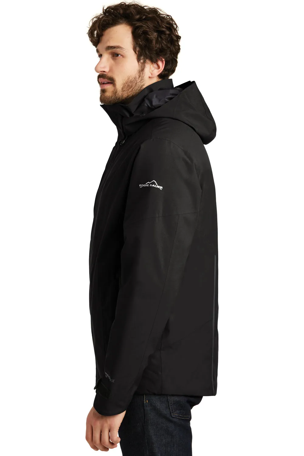 Eddie Bauer Mens WeatherEdge Plus Waterproof Full Zip Hooded Jacket - Black  Exquisite Clothing Eddie-Bauer