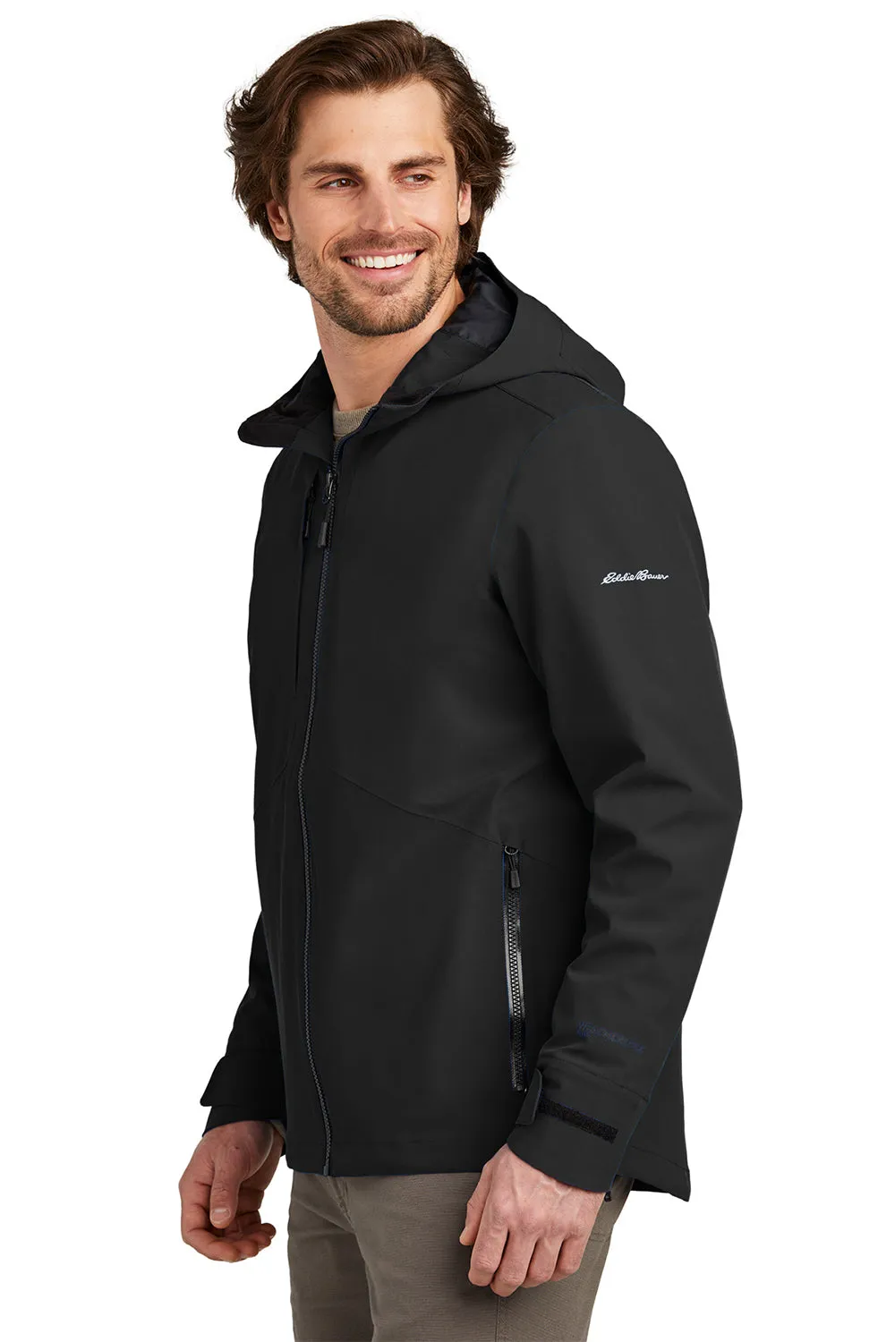Eddie Bauer Mens WeatherEdge Plus Waterproof Full Zip Hooded Jacket - Deep Black  Exquisite Clothing Eddie-Bauer