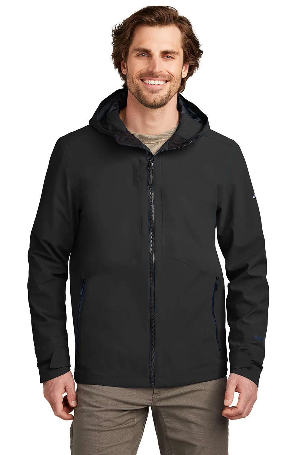 Eddie Bauer Mens WeatherEdge Plus Waterproof Full Zip Hooded Jacket - Deep Black  Exquisite Clothing Eddie-Bauer