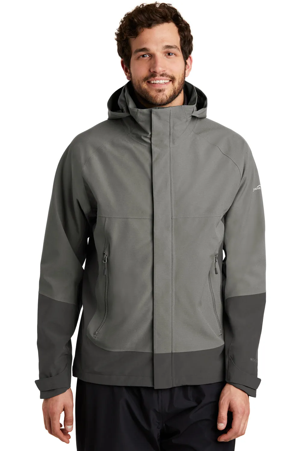 Eddie Bauer Mens WeatherEdge Waterproof Full Zip Hooded Jacket - Metal Grey  Exquisite Clothing Eddie-Bauer