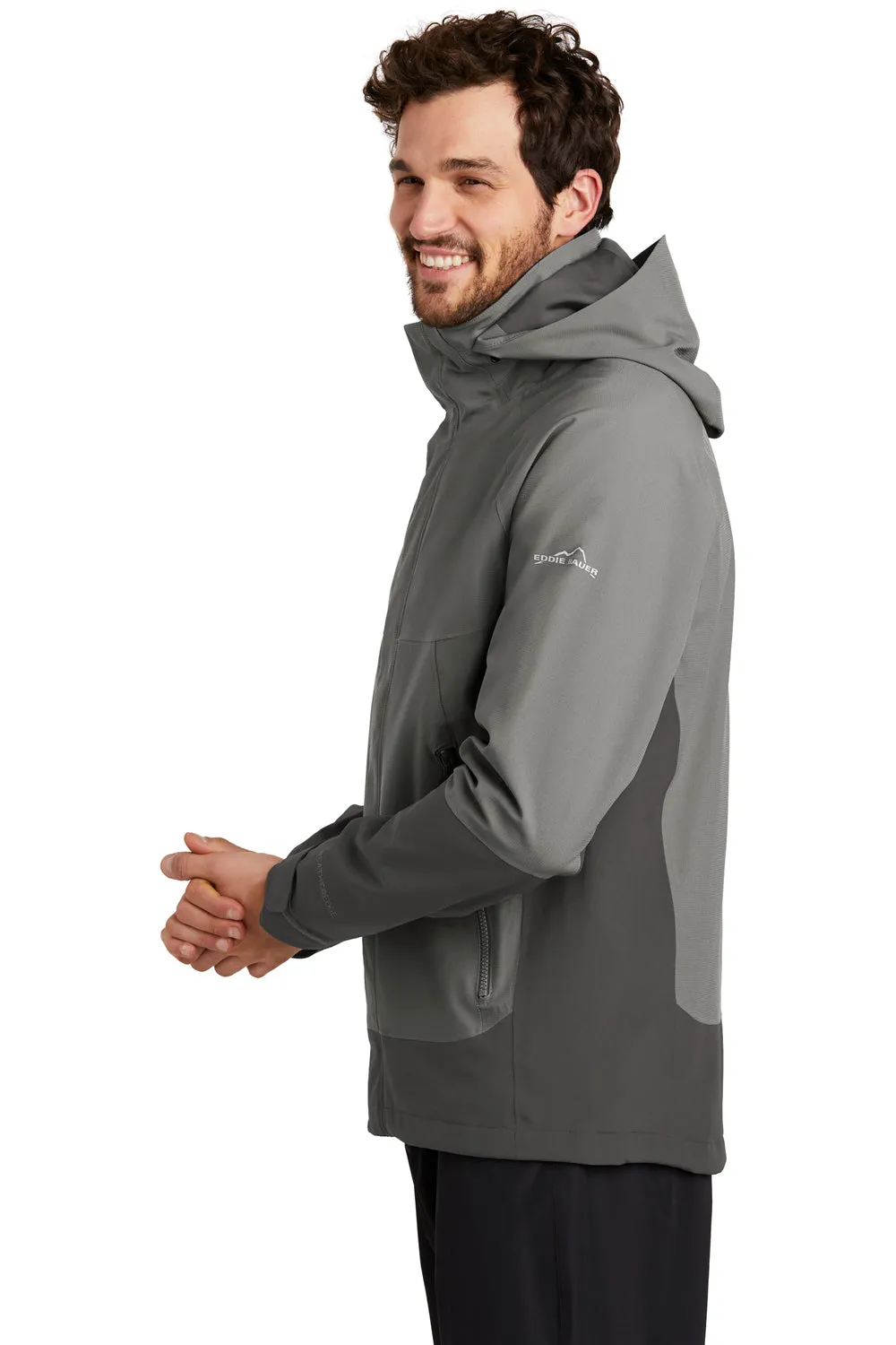 Eddie Bauer Mens WeatherEdge Waterproof Full Zip Hooded Jacket - Metal Grey  Exquisite Clothing Eddie-Bauer