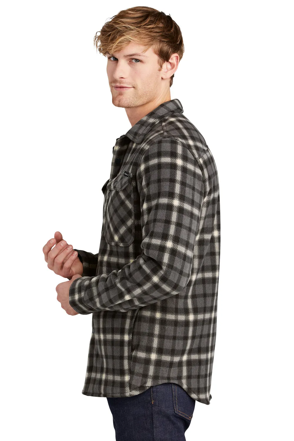 Eddie Bauer Mens Woodland Snap Front Shirt Jacket w/ Double Pockets - Steel Grey/Bone  Exquisite Clothing Eddie-Bauer