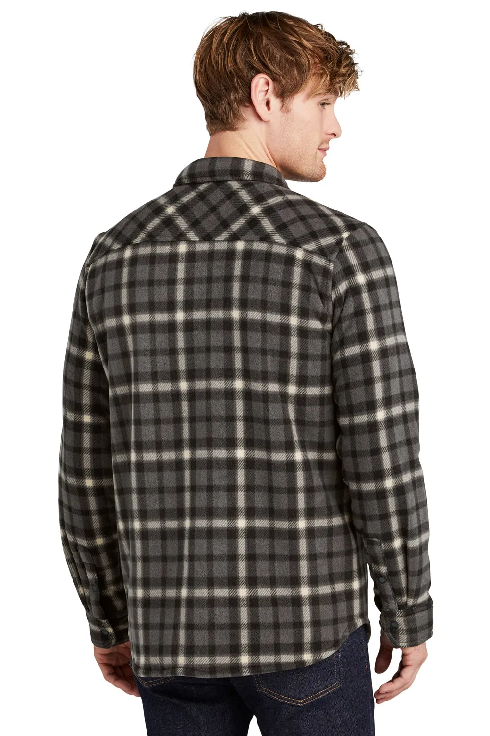 Eddie Bauer Mens Woodland Snap Front Shirt Jacket w/ Double Pockets - Steel Grey/Bone  Exquisite Clothing Eddie-Bauer