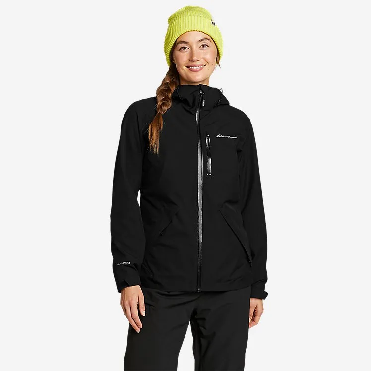 Eddie Bauer Plus Size Women's Powder Search Waterproof Rain Jacket Lightweight - Black Eddie Bauer