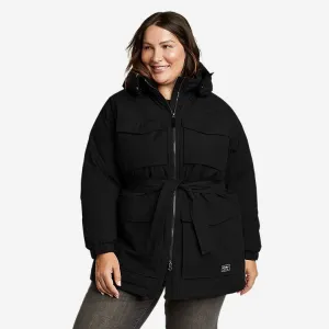 Eddie Bauer Plus Size Women's Willamette Belted Parka Jacket - Black Eddie Bauer