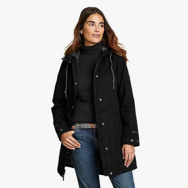 Eddie Bauer Women's Charly Parka Jacket Rain Coat - Black Eddie Bauer