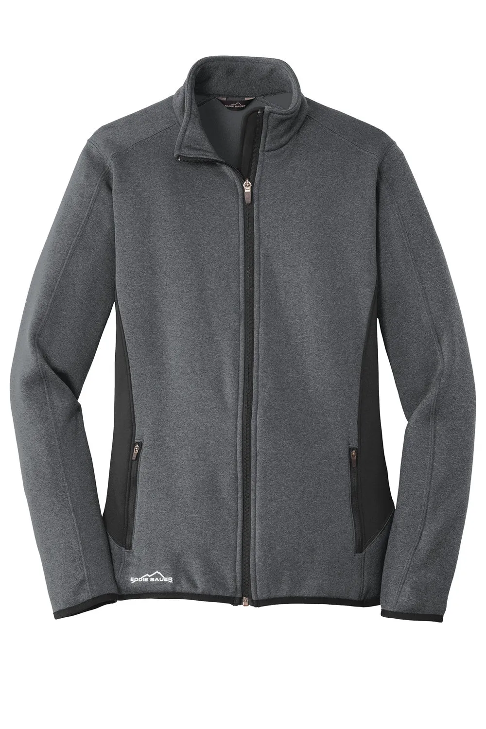 Eddie Bauer Womens Full Zip Fleece Jacket - Heather Dark Charcoal Grey  Exquisite Clothing Eddie-Bauer