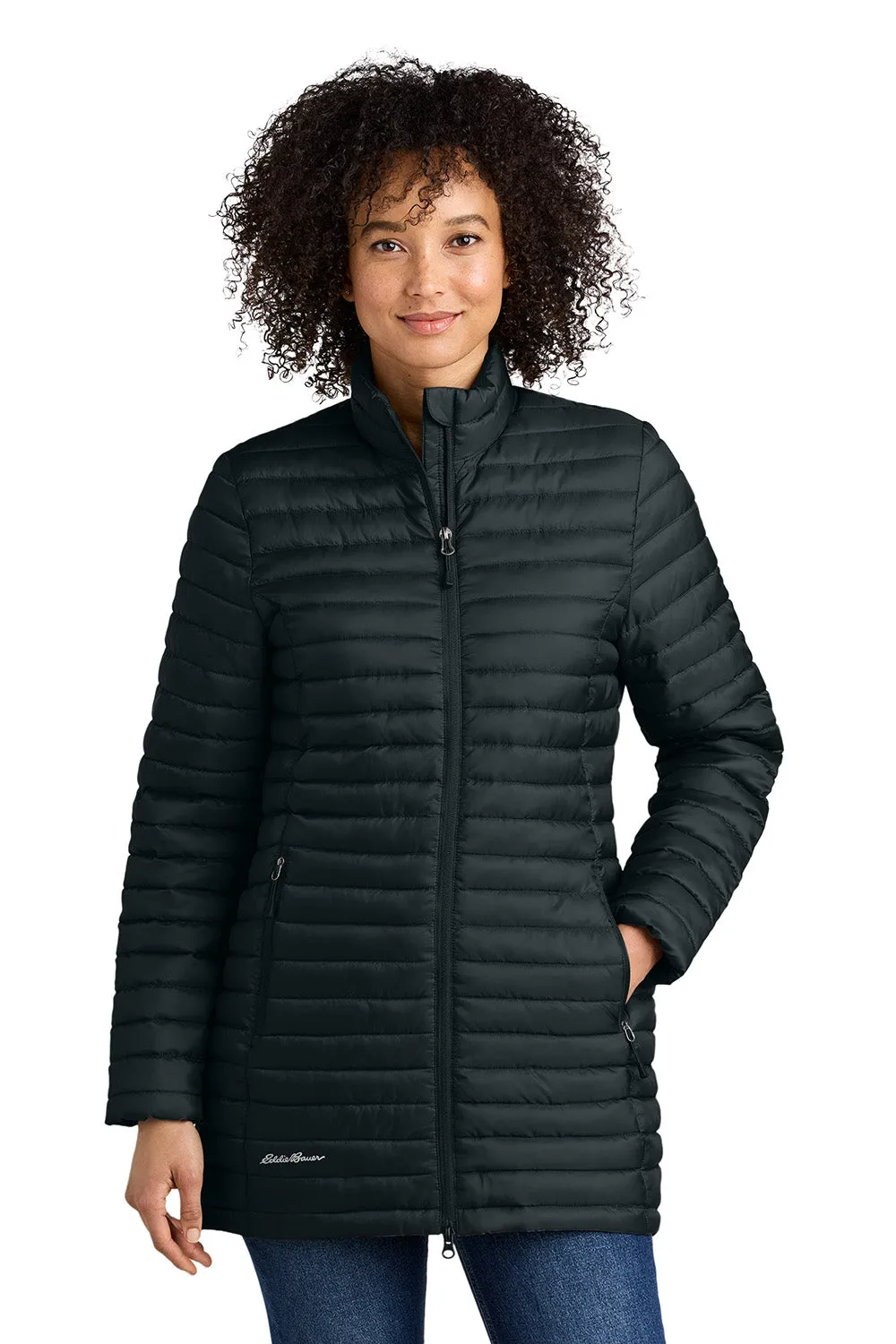 Eddie Bauer Womens Packable Quilted Water Resistant Full Zip Jacket - Black  Exquisite Clothing Eddie-Bauer
