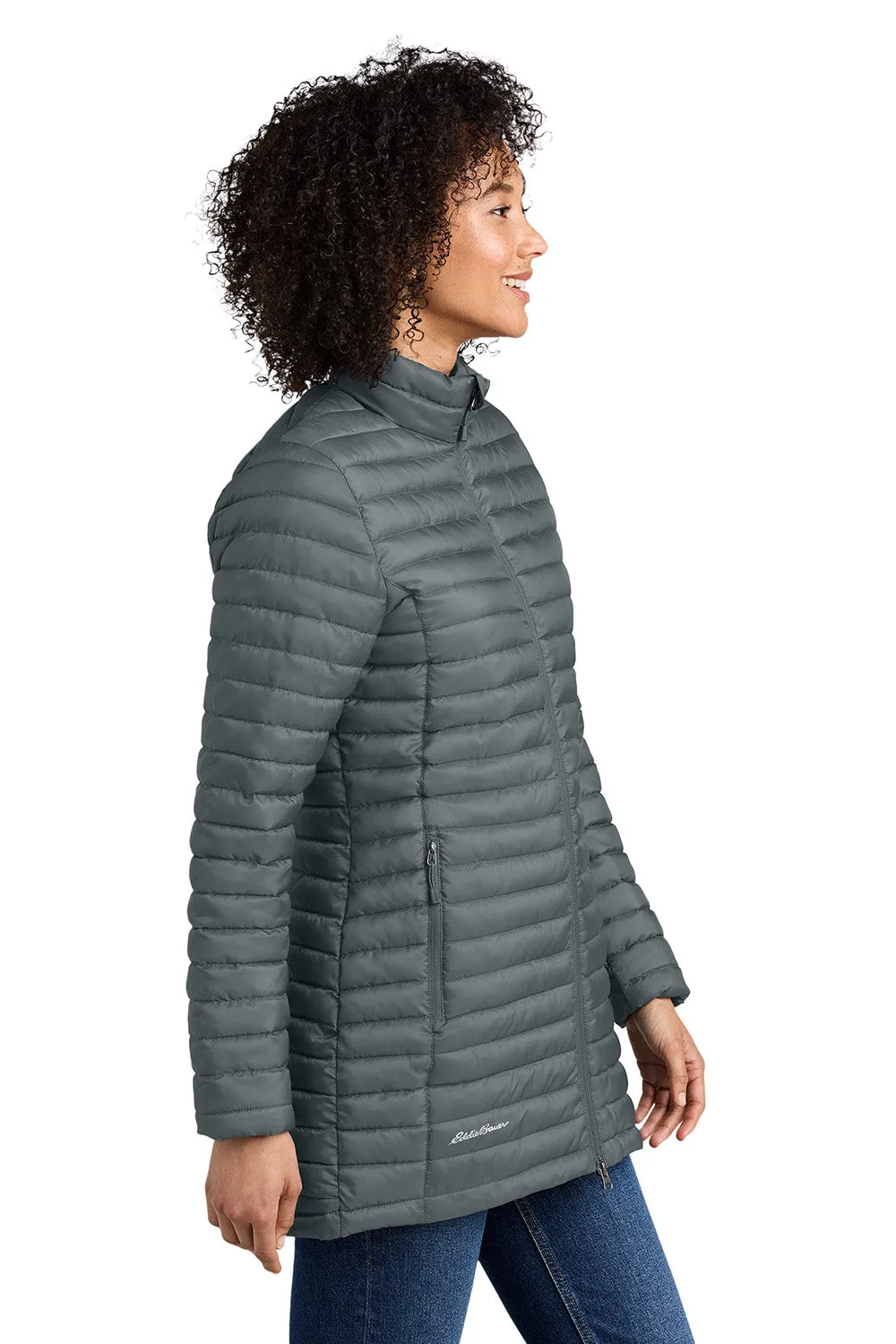 Eddie Bauer Womens Packable Quilted Water Resistant Full Zip Jacket - Metal Grey