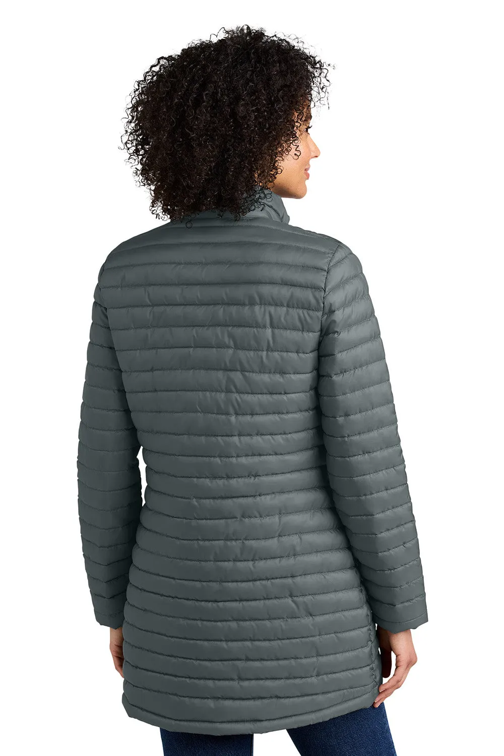 Eddie Bauer Womens Packable Quilted Water Resistant Full Zip Jacket - Metal Grey