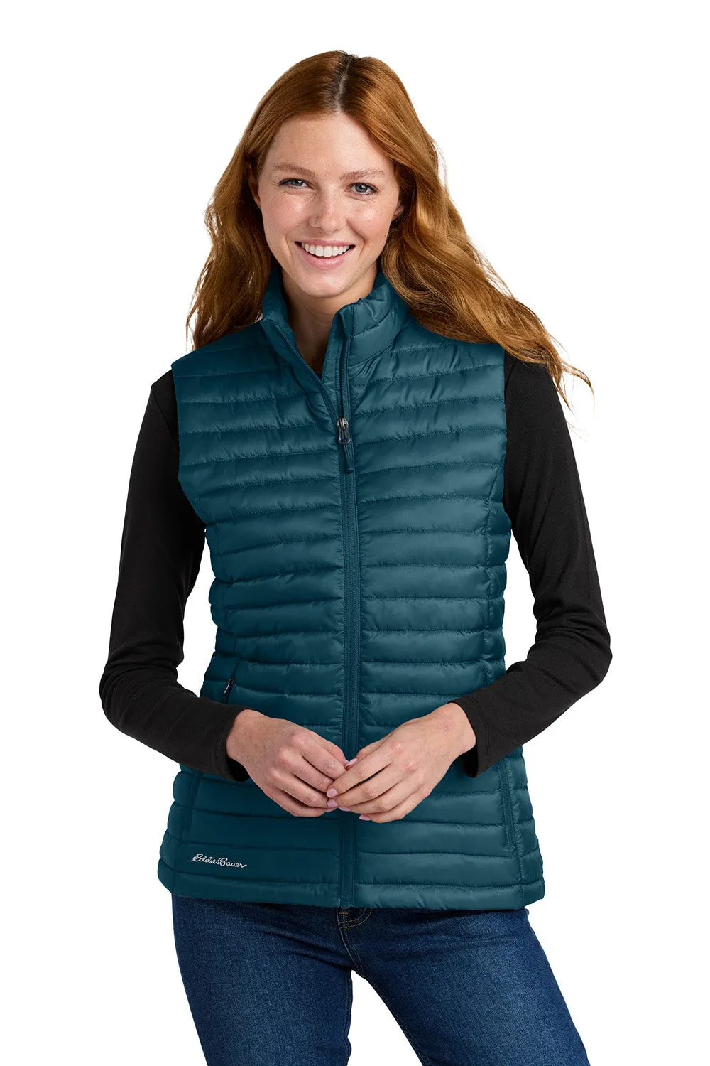 Eddie Bauer Womens Packable Quilted Water Resistant Full Zip Vest - Adriatic Blue  Exquisite Clothing Eddie-Bauer