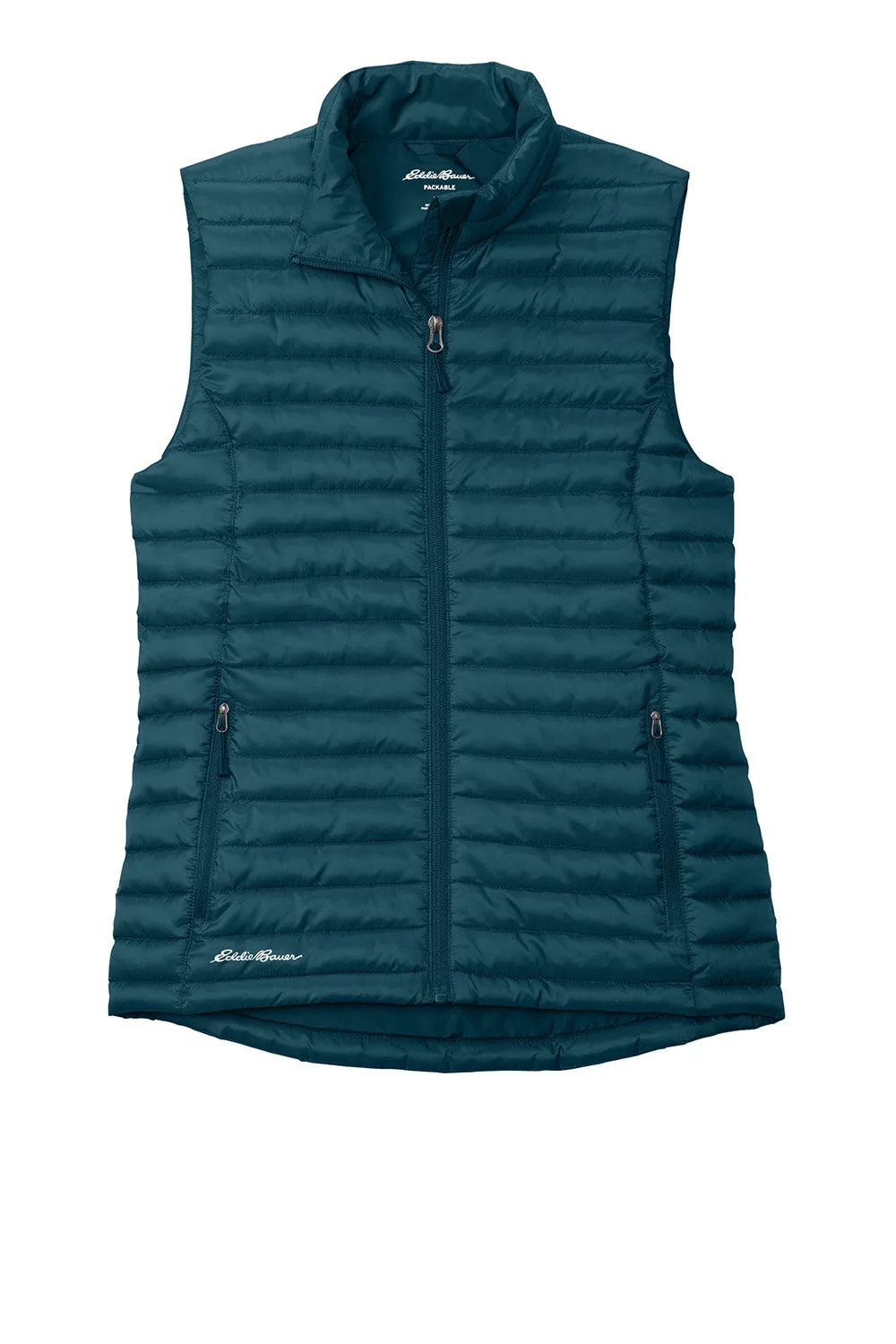Eddie Bauer Womens Packable Quilted Water Resistant Full Zip Vest - Adriatic Blue  Exquisite Clothing Eddie-Bauer