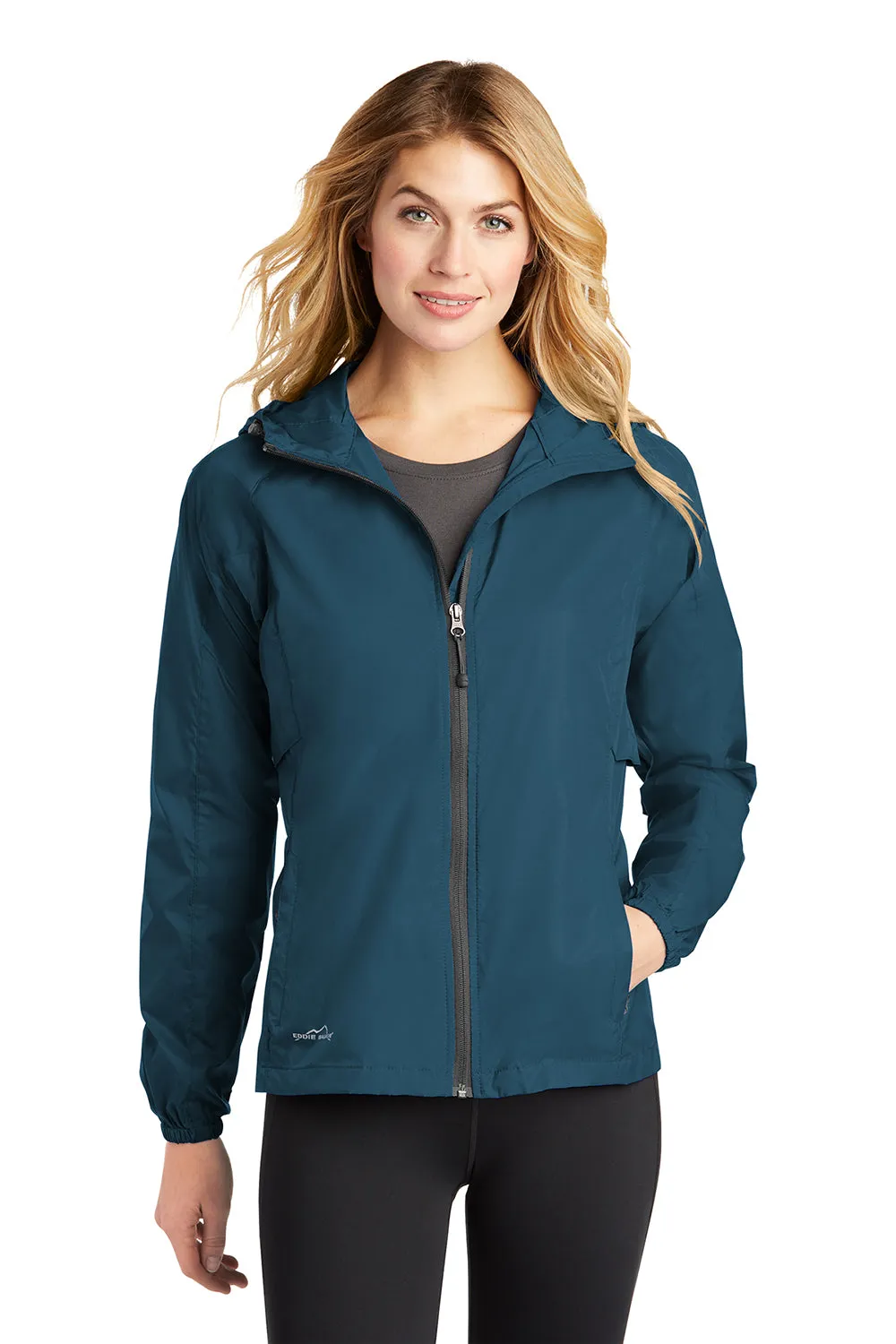 Eddie Bauer Womens Packable Wind Resistant Full Zip Hooded Jacket - Adriatic Blue  Exquisite Clothing Eddie-Bauer