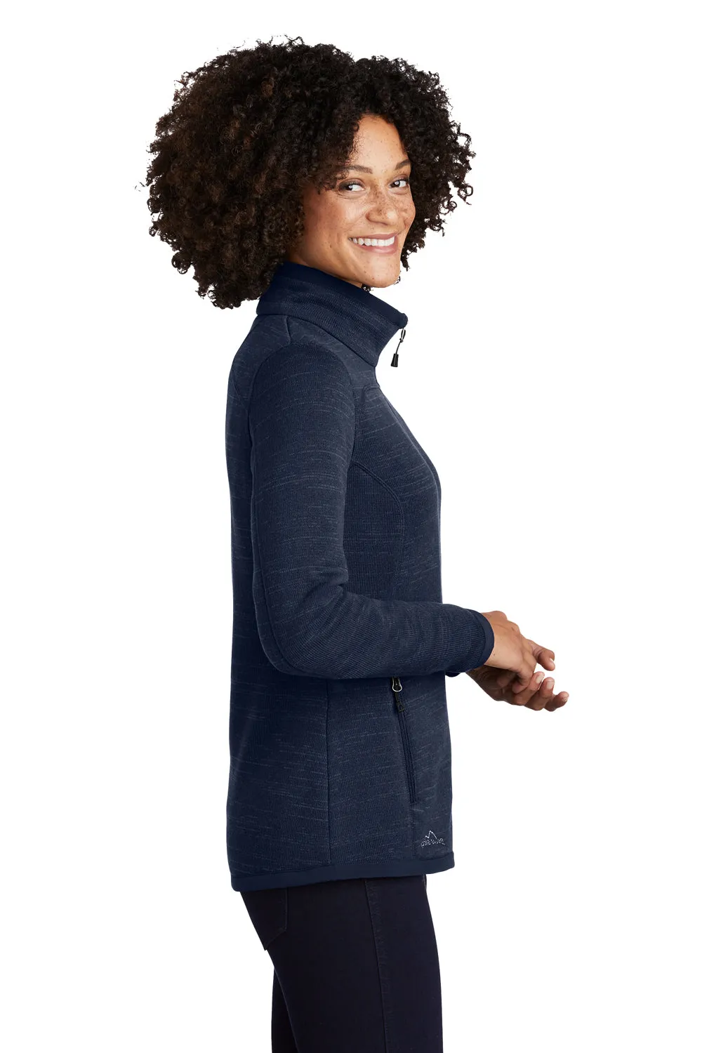 Eddie Bauer Womens Pill Resistant Fleece Full Zip Jacket - Heather River Navy Blue  Exquisite Clothing Eddie-Bauer
