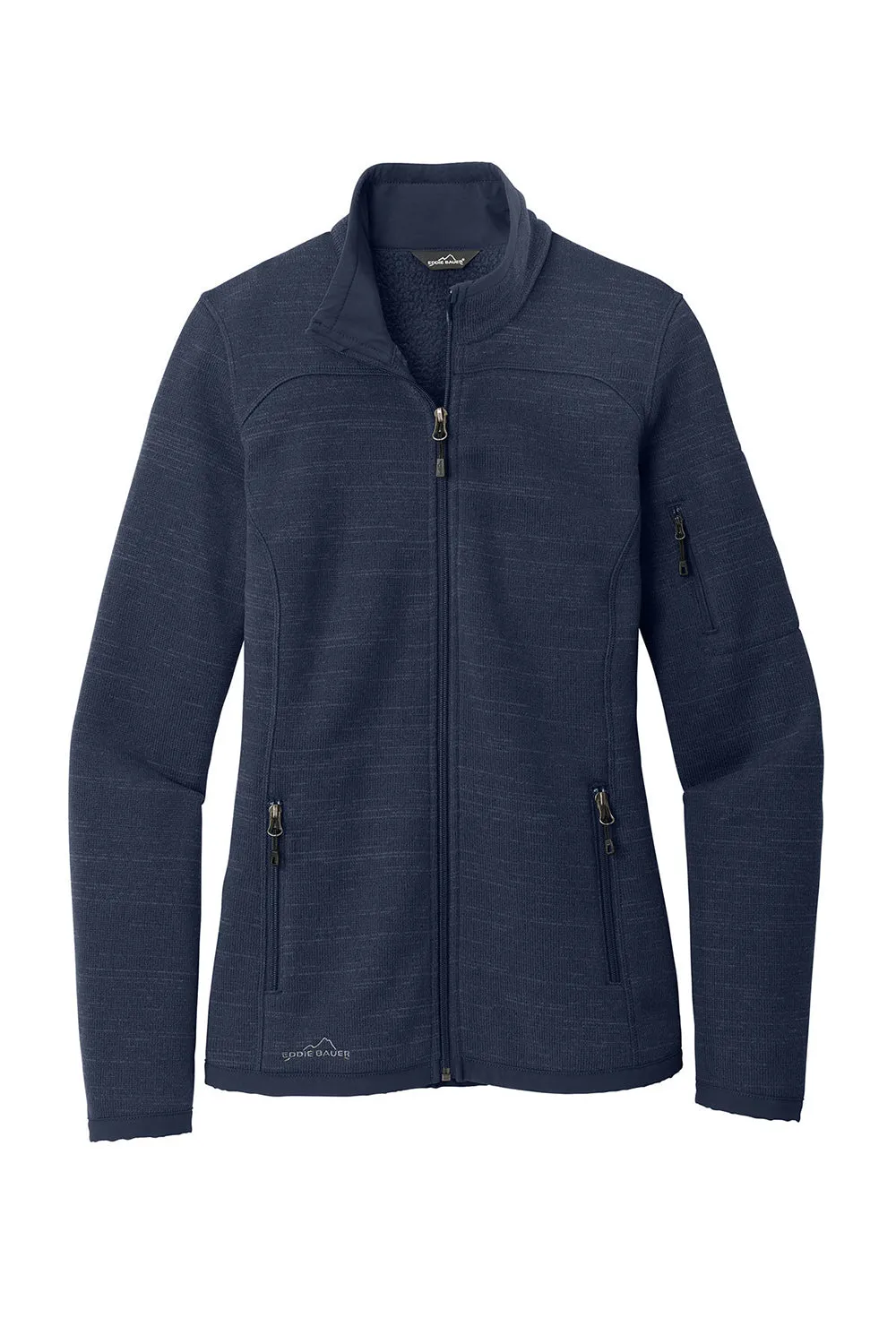 Eddie Bauer Womens Pill Resistant Fleece Full Zip Jacket - Heather River Navy Blue  Exquisite Clothing Eddie-Bauer