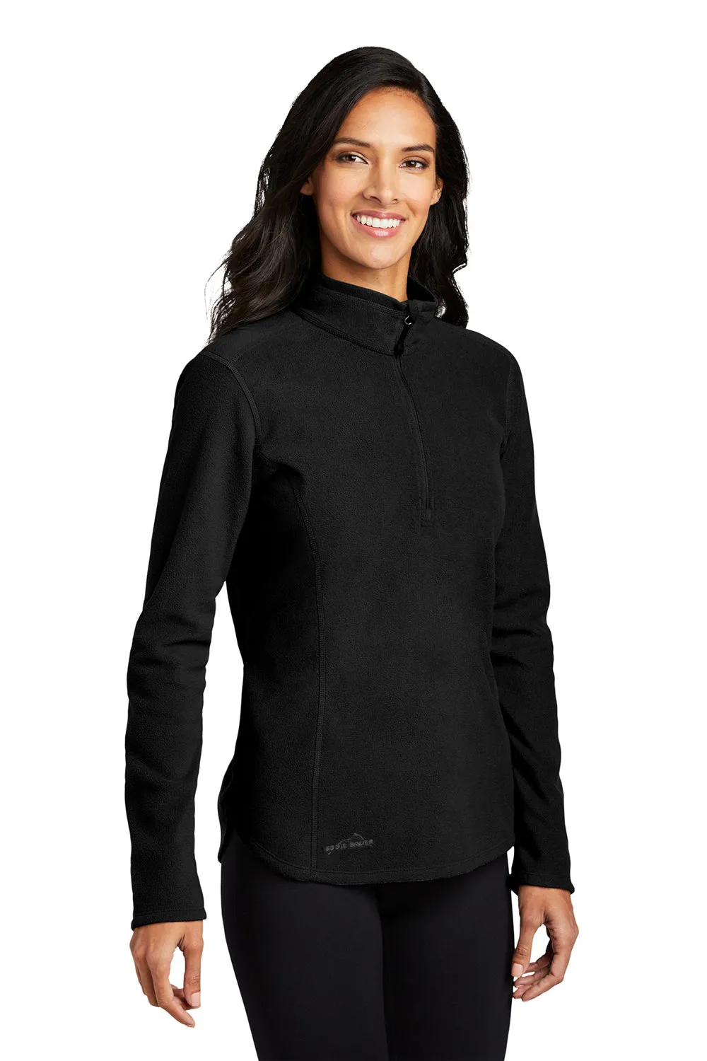 Eddie Bauer Womens Pill Resistant Microfleece 1/4 Zip Jacket - Black  Exquisite Clothing Eddie-Bauer