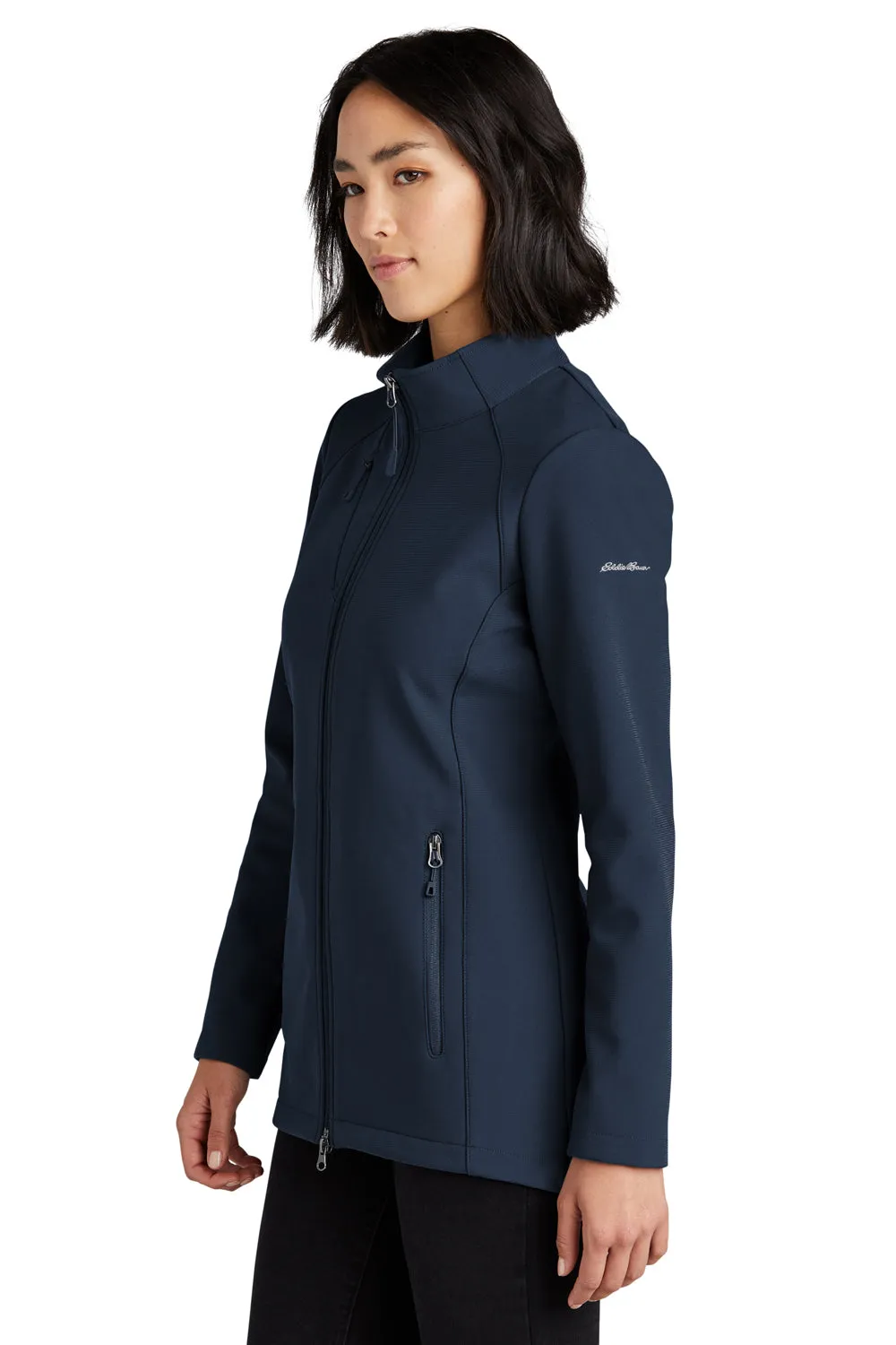 Eddie Bauer Womens Stretch Water Resistant Full Zip Soft Shell Jacket - River Navy Blue  Exquisite Clothing Eddie-Bauer