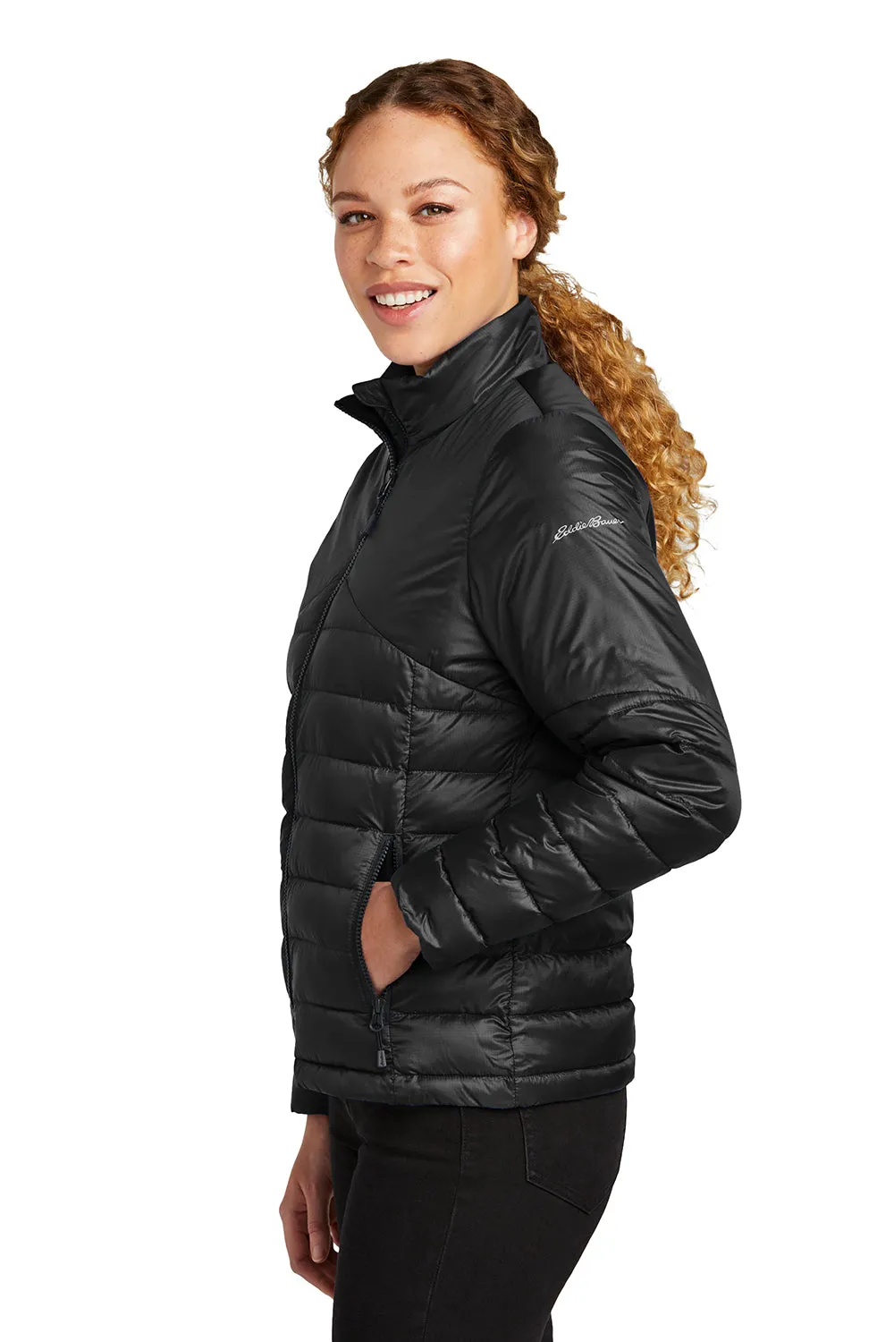 Eddie Bauer Womens Water Resistant Quilted Full Zip Jacket - Deep Black  Exquisite Clothing Eddie-Bauer