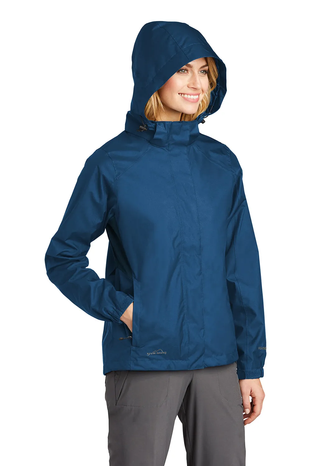Eddie Bauer Womens Waterproof Full Zip Hooded Jacket - Deep Sea Blue  Exquisite Clothing Eddie-Bauer