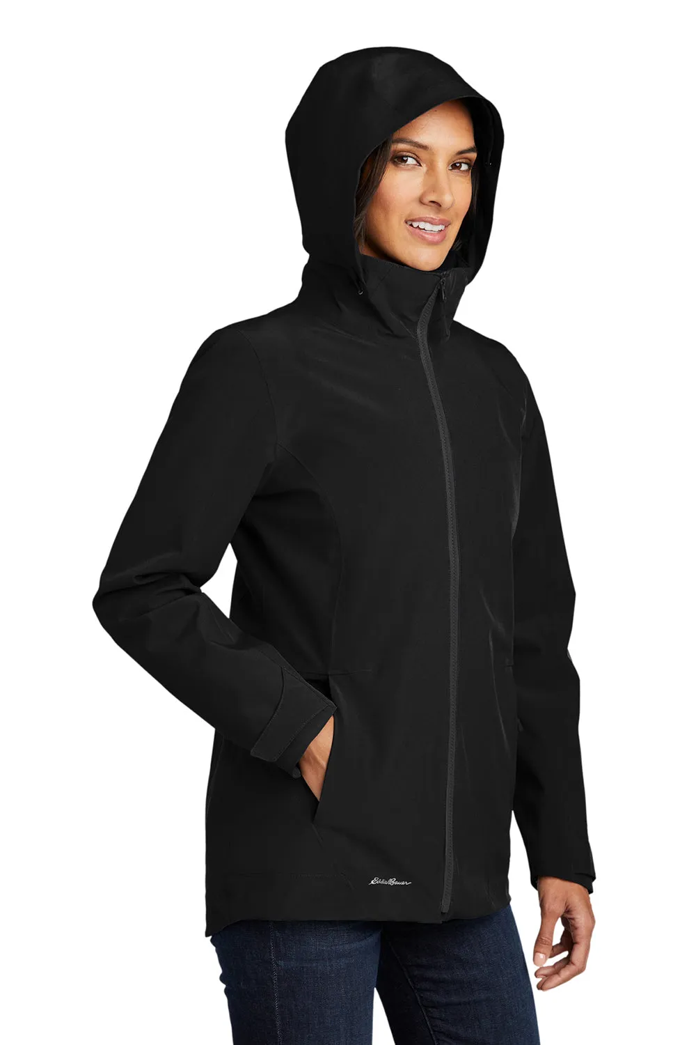 Eddie Bauer Womens WeatherEdge 3-in-1 Water Resistant Full Zip Hooded Jacket - Black/Storm Grey  Exquisite Clothing Eddie-Bauer