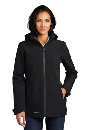 Eddie Bauer Womens WeatherEdge 3-in-1 Water Resistant Full Zip Hooded Jacket - Black/Storm Grey  Exquisite Clothing Eddie-Bauer