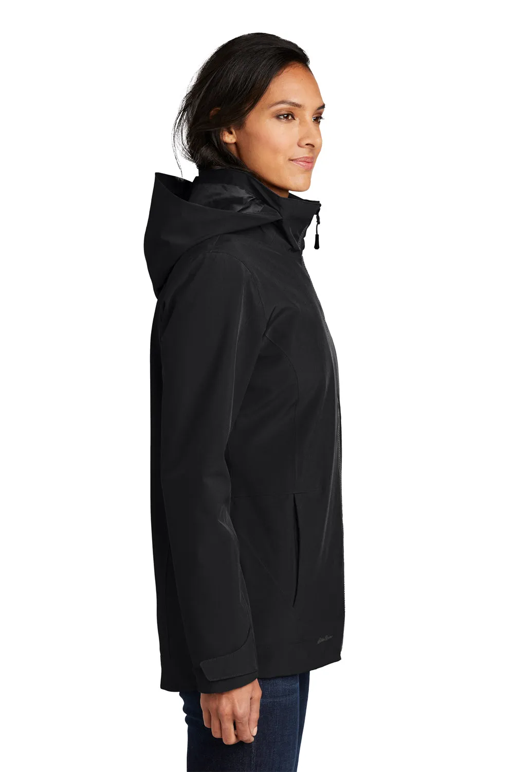 Eddie Bauer Womens WeatherEdge 3-in-1 Water Resistant Full Zip Hooded Jacket - Black/Storm Grey  Exquisite Clothing Eddie-Bauer