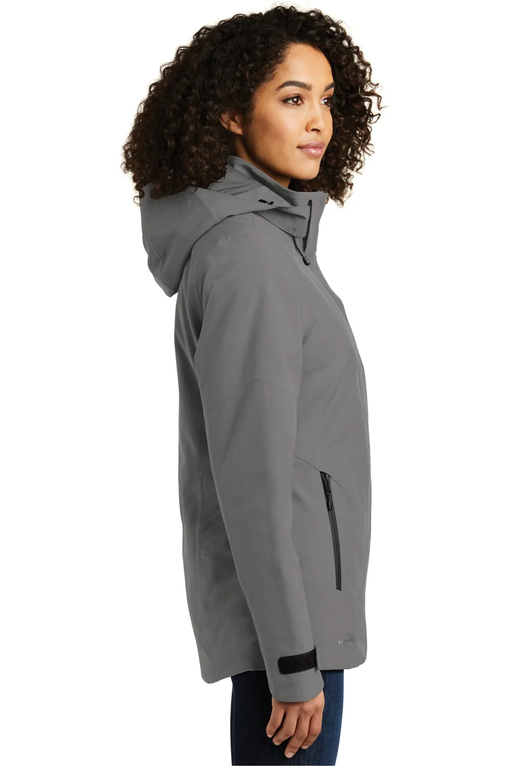 Eddie Bauer Womens WeatherEdge Plus Waterproof Full Zip Hooded Jacket - Metal Grey  Exquisite Clothing Eddie-Bauer