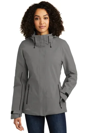 Eddie Bauer Womens WeatherEdge Plus Waterproof Full Zip Hooded Jacket - Metal Grey  Exquisite Clothing Eddie-Bauer