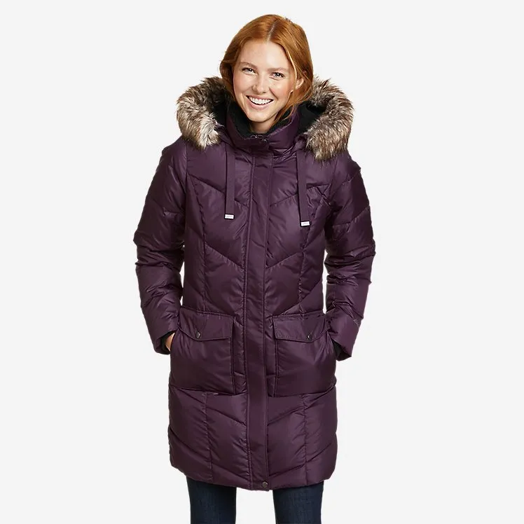 Eddie Bauer Women's Winter Coat Lodge Cascadian Down Parka Puffer Jacket - Dark Purple Eddie Bauer