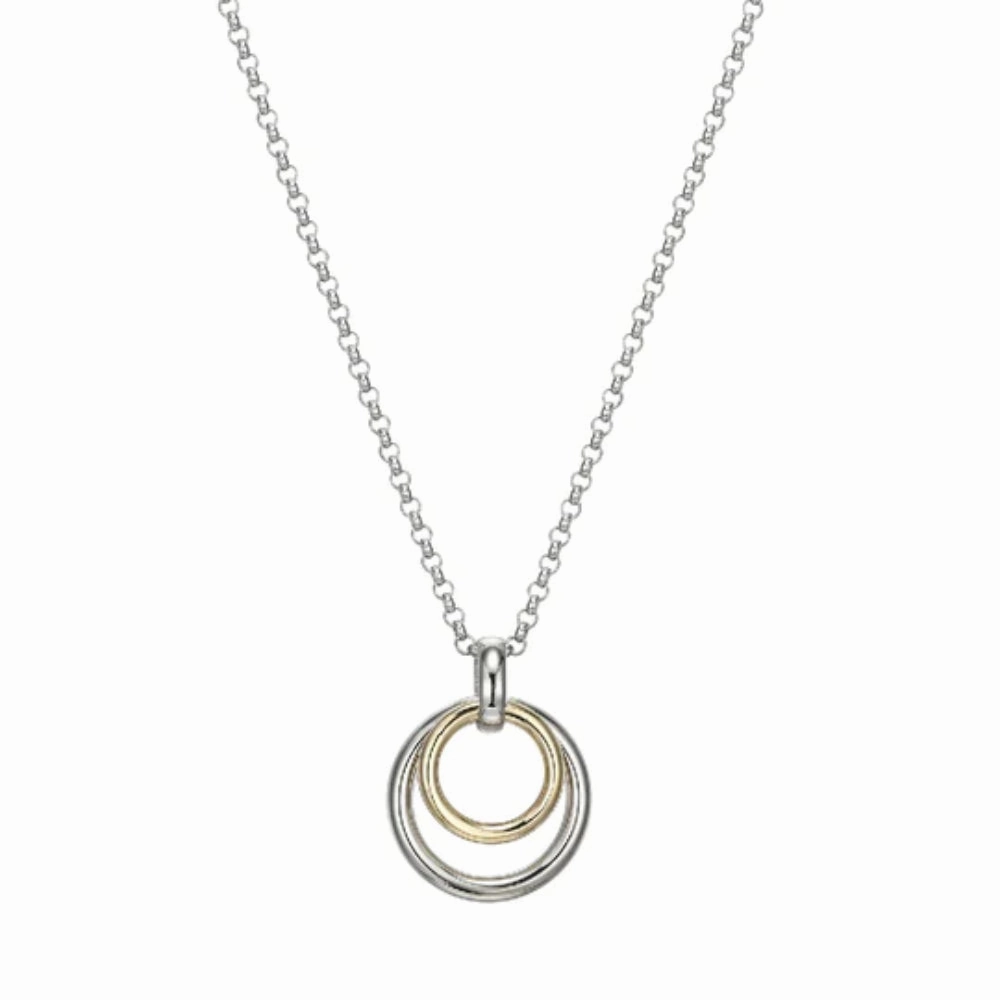 Elle "Simpatico" Double Circle Drop Pendant Necklace