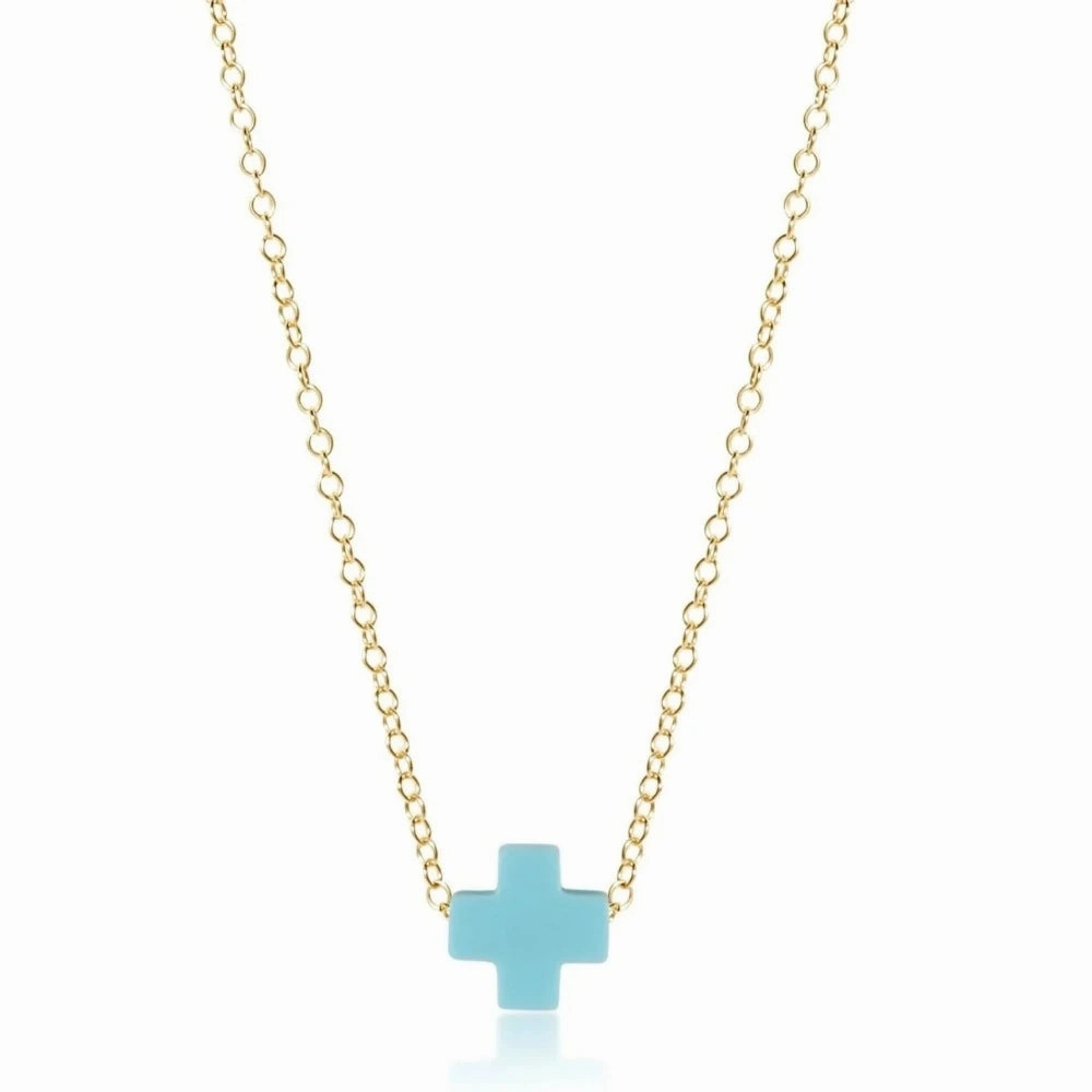 enewton 16" Necklace Gold - Signature Cross Turquoise