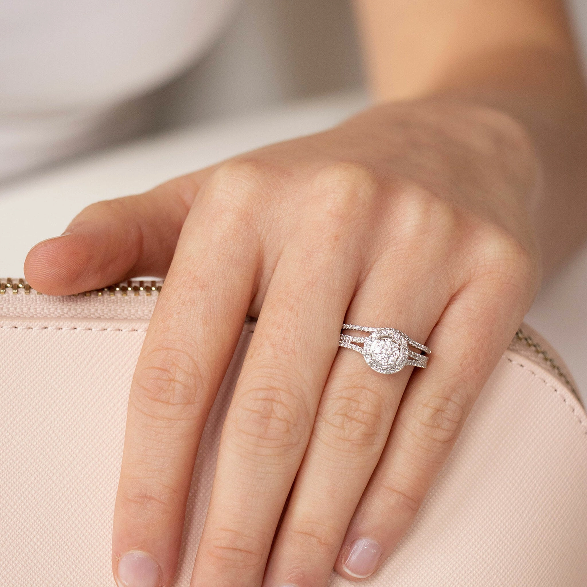 Engagment & Wedding Ring Set With 0.50ct Diamonds In 9K White Gold