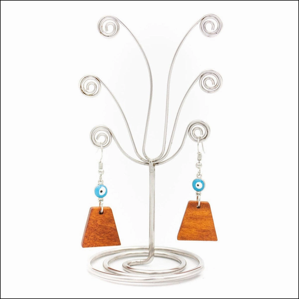 Evil eyes and trapezoidal pendant earrings-ER-083