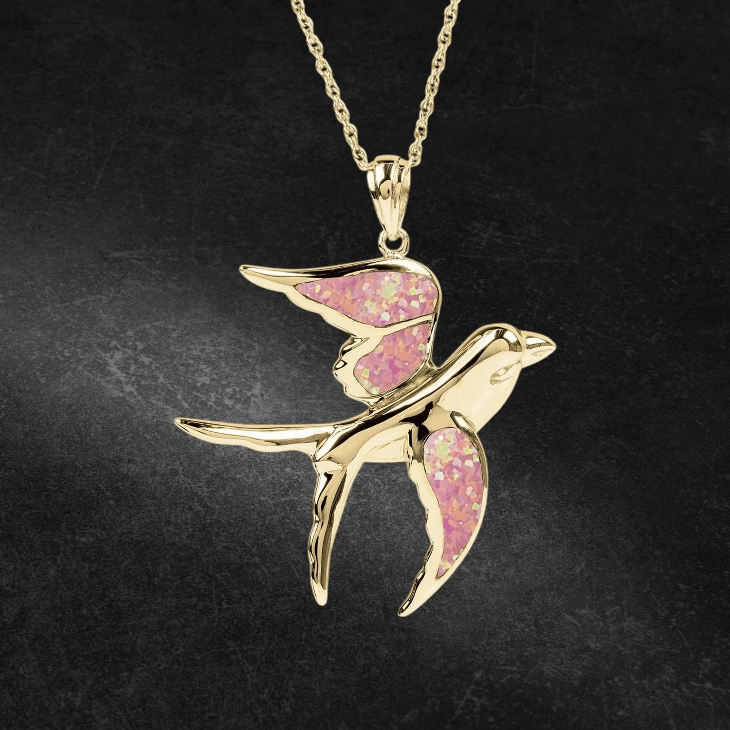 Flying Swallow Yellow Gold Pendant