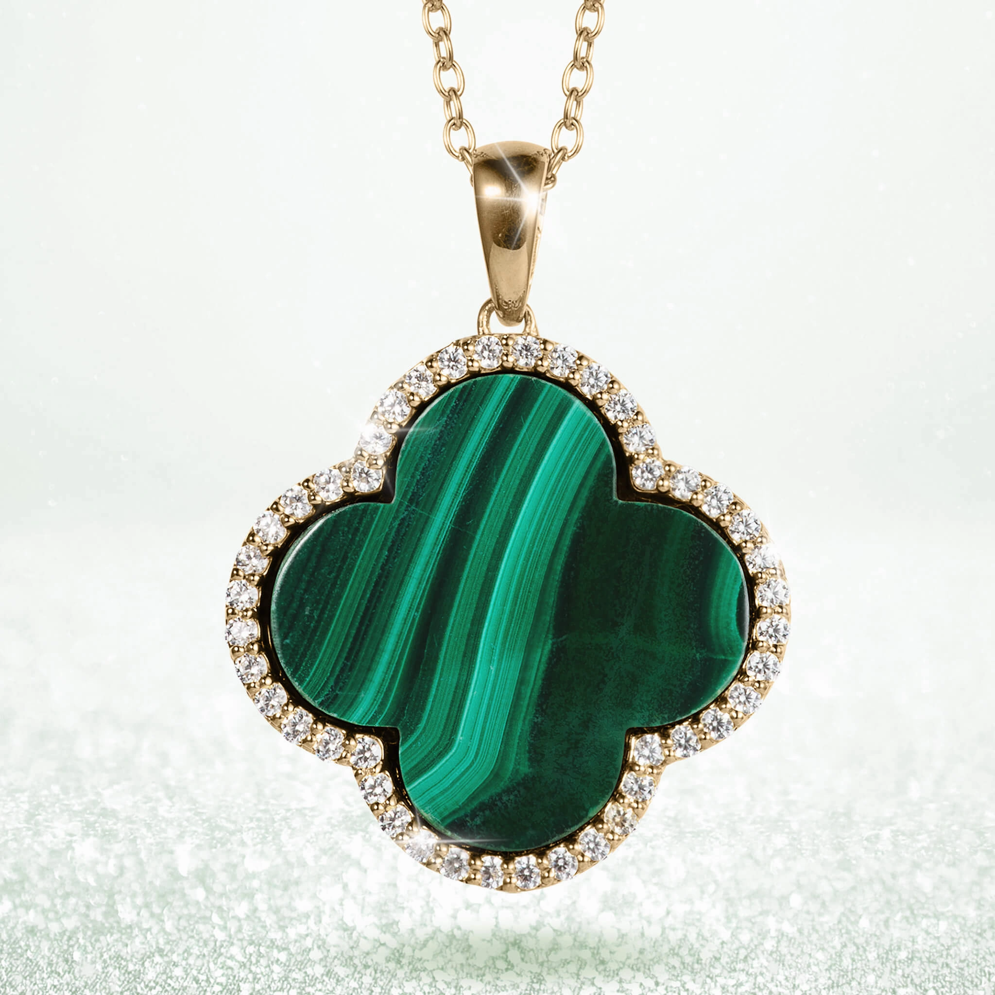 Fortuna Clover Malachite Pendant