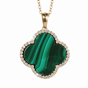 Fortuna Clover Malachite Pendant