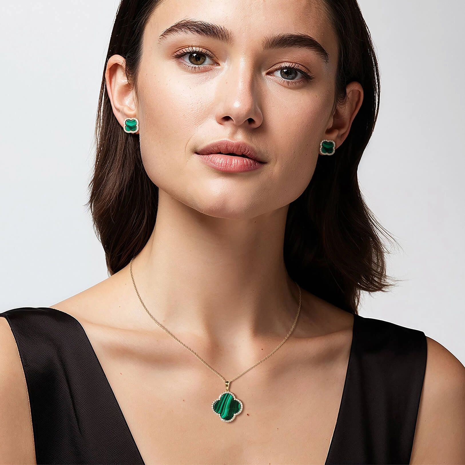 Fortuna Clover Malachite Pendant