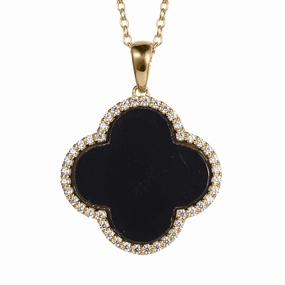 Fortuna Clover Onyx Pendant