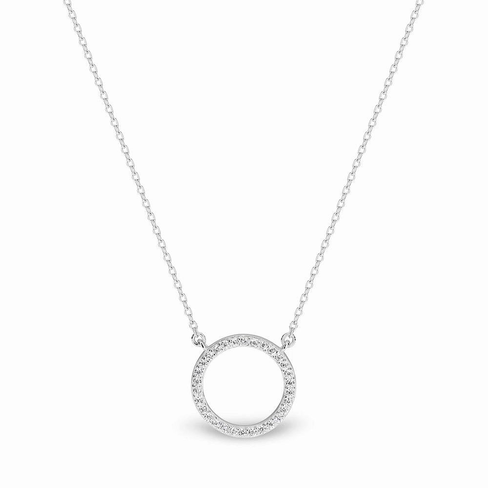 Georgini Sterling Silver Zirconia Circle Pendant with Chain