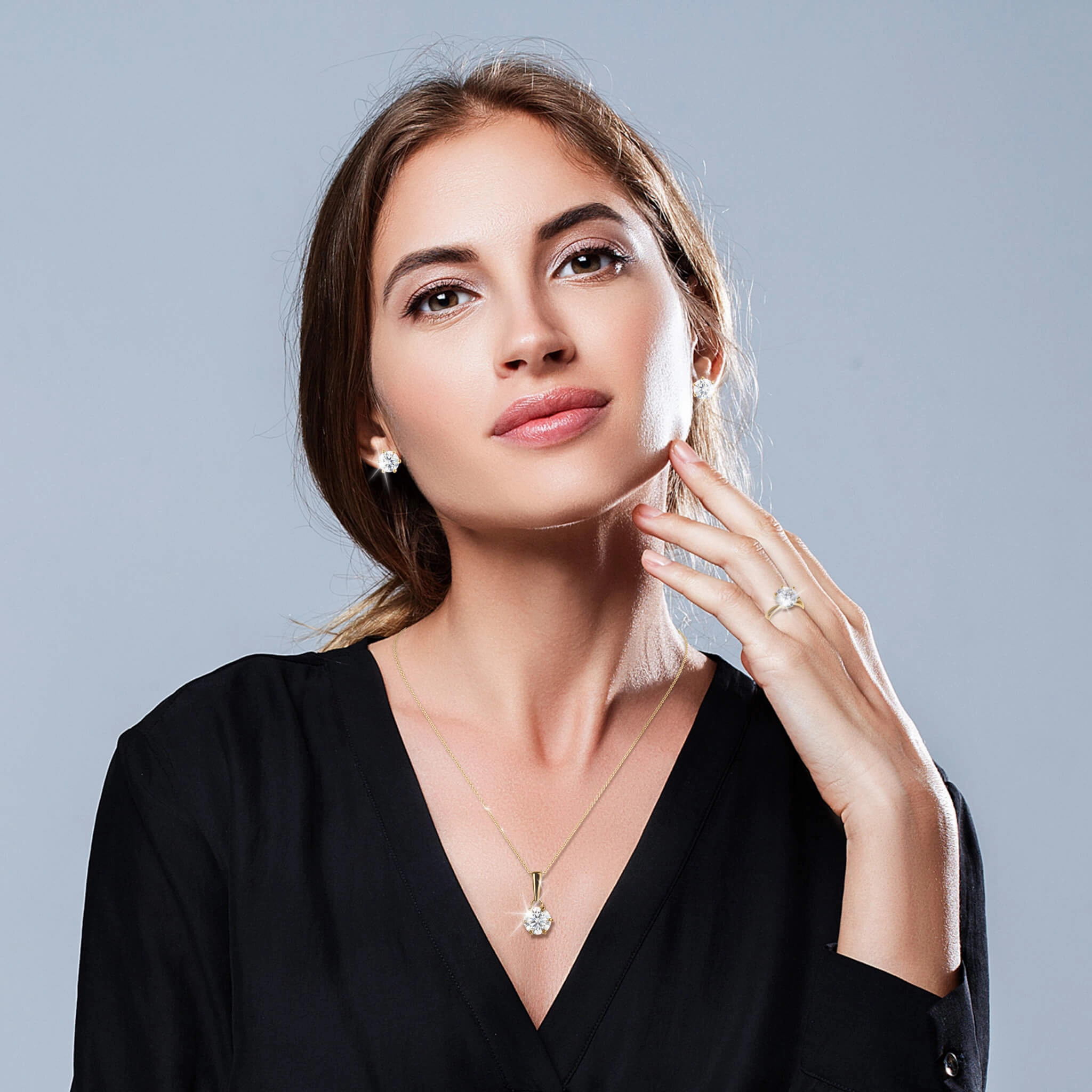 Golden Stardust Moissanite Pendant