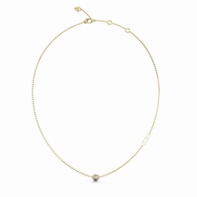 Guess Gold Plated Stainless Steel 7mm Crystal Bead Pendant On Chain