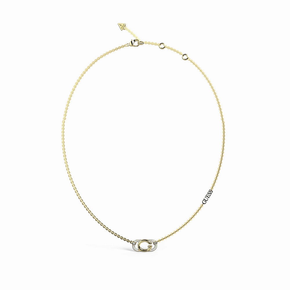 Guess Gold-Plated Stainless-Steel G Logo And Crystal Pendant on 16-18" Chain