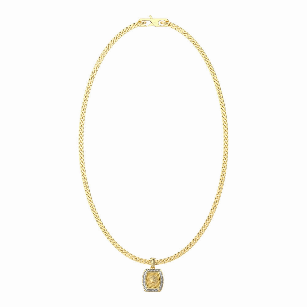 Guess Men's Jewellery Gold Plated Stainless Steel 15.5mm Lion Charm Pendant On 21" Chain